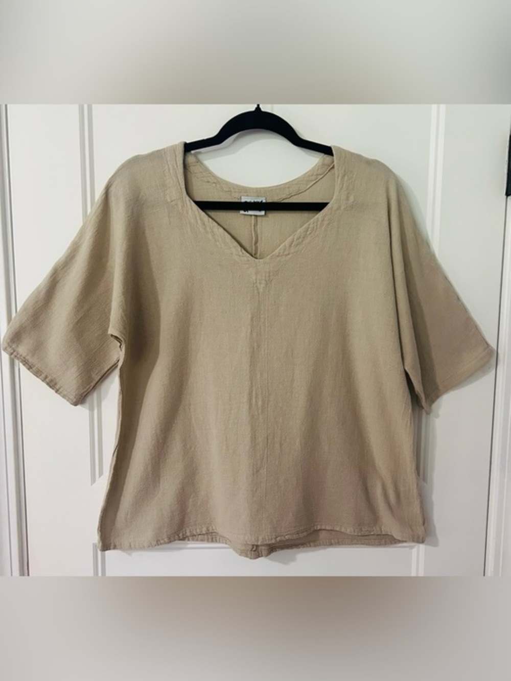 Oh My Gauze Beige Cotton Gauze Tunic Top Size 1 Oversized Boho Coastal Lagenlook